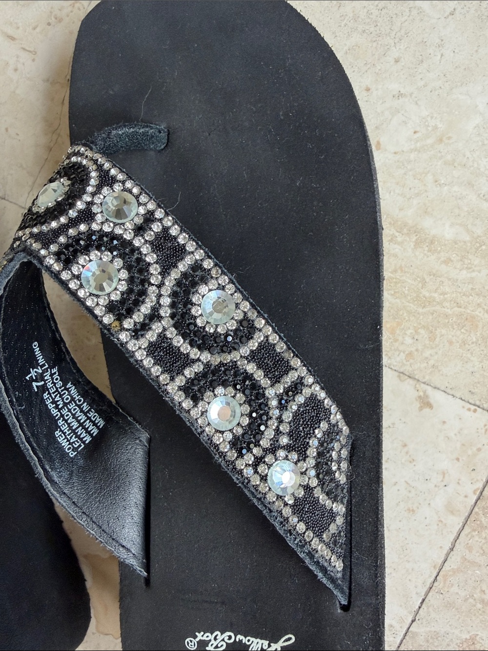 Yellow Box Black Jeweled Wedge Sandals - Picture 8 of 10